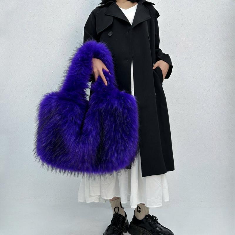 Зимние новые модные мягкие плюшевые женские сумки большой емкости темперамент меховая женская большая сумка тоут европейские и американские ретро женские сумки через плечо