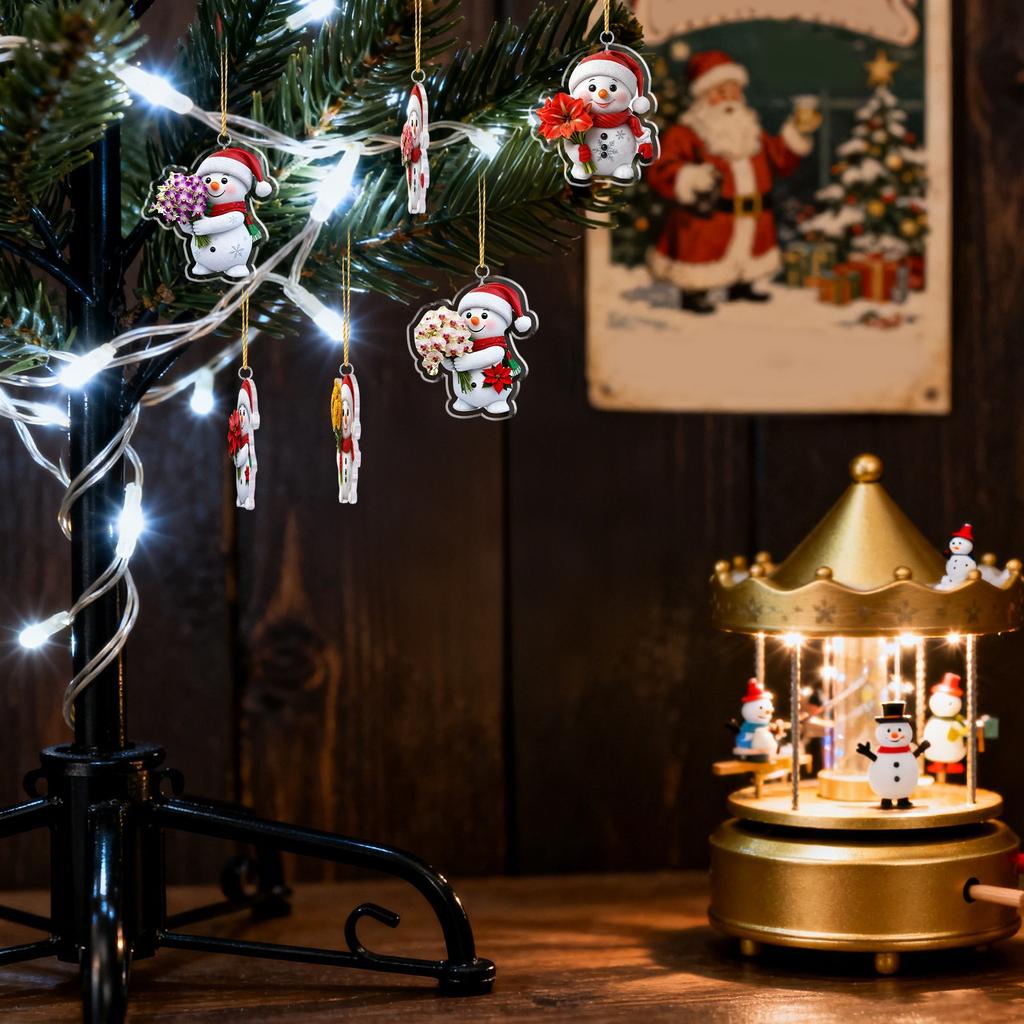 Рождественский адвент-календарь, 24-дневный адвент-календарь, включает снеговиков и шапки Санты, многофункциональные рождественские украшения, 2D подвесной подарок.