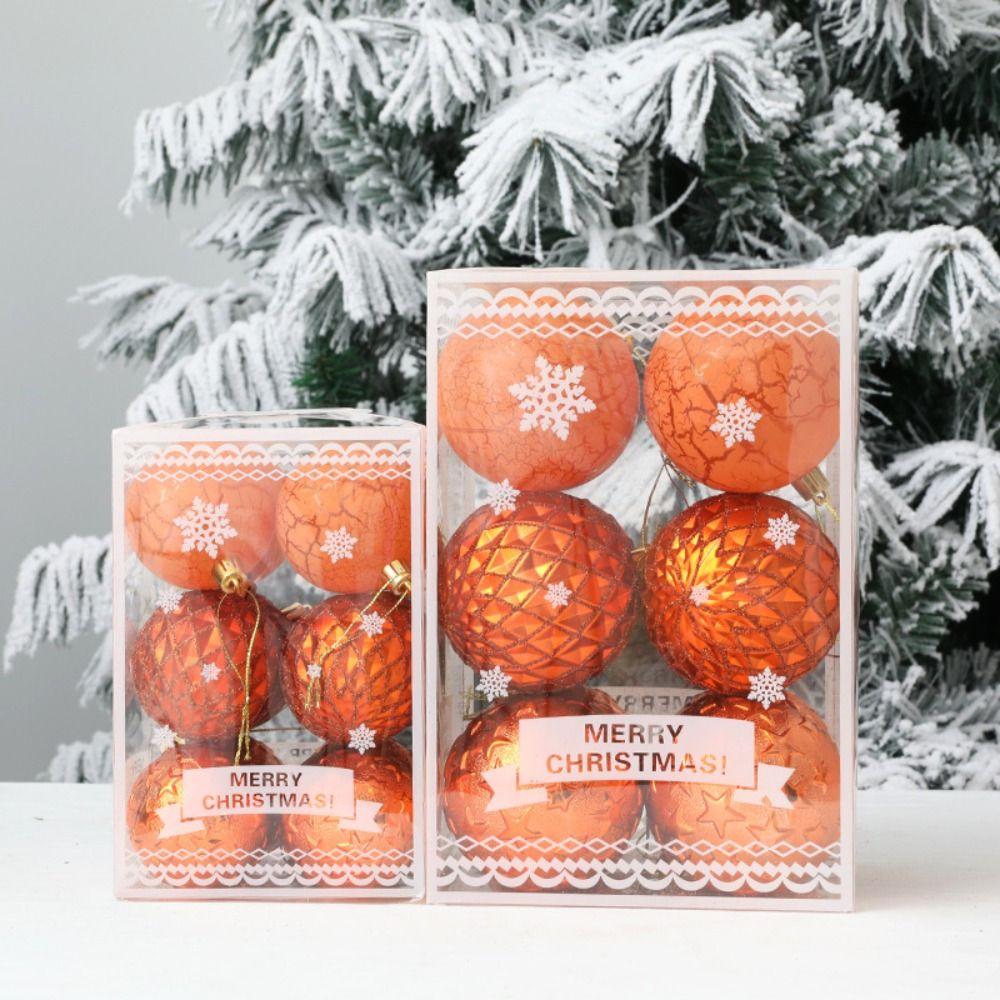 12pcs Creative Christmas Tree Pendant 6/8cm Hanging Ornament Crafts Christmas Ball Set Holiday