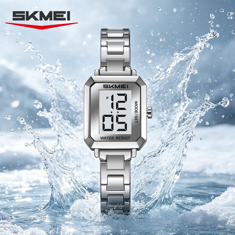 SKMEI 2581 Ретро Квадратные Элегантные Цифровые Часы для Женщин Маленький Циферблат Многофункциональные Шикарные Модные Электронные Часы Подарок