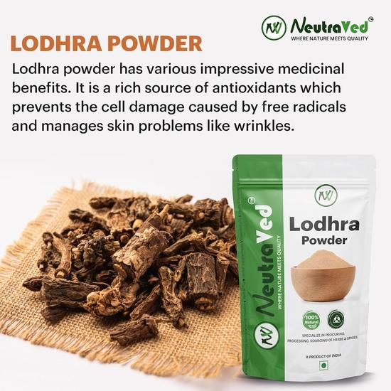 NeutraVed Pure Lodhra Powder - 200 Gram Pack - Ayurvedic Herb for Skincare and Wellness