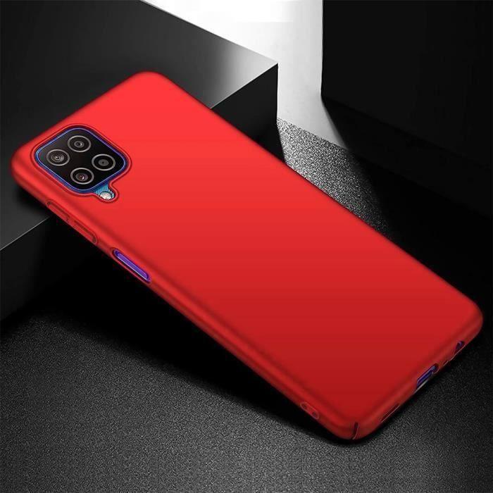 Coque de Protection - PROSHOP - pour Samsung Galaxy A12 - Souple - Rouge - 2 Verres Trempés Inclus