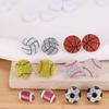 Acrylic Sparkling Ball Stud Earrings Soccer Rugby Volleyball Ear Jewelry  Athletes Sports Fans