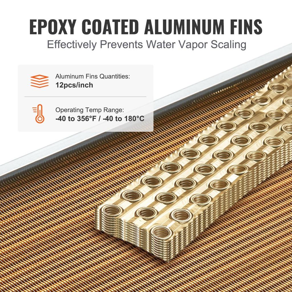 16"x 16" Heat Exchanger Water to Air 3-Row 3/8" Copper Ports 193 Fins