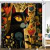 Художественная черная кошка с цветочным узором, водонепроницаемая, устойчивая к плесени шторка для душа - уникальный дизайн для стильного декора ванной комнаты