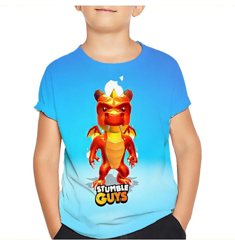 Футболки для детей Stumble Guys Stumble Game Cartoon 3D Print с коротким рукавом для мальчиков/девочек с круглым вырезом, модные футболки для мальчиков, футболки, топы, одежда