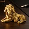 Animal Figurine for Bar Golden Lying Lion Resin Figurine 3D Printed Recumbent Statue Luxury Home Decor Accents Sculpture Office Desk Bookshelf Wine