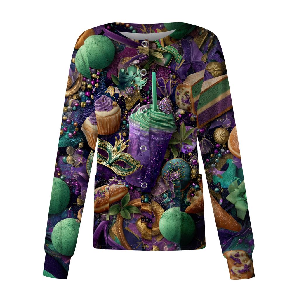 Женский повседневный топ с длинным рукавом, на одной пуговице, с принтом, быстросохнущий