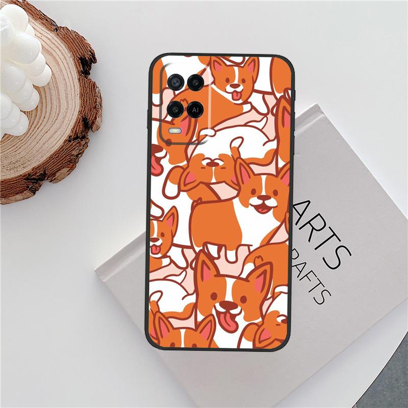 Мультяшный чехол Корги для Oppo A60 A74 A94 A54 A18 A38 A58 A78 A98 A40 A80 A16 A76 A96 A15 A57S A17 A77