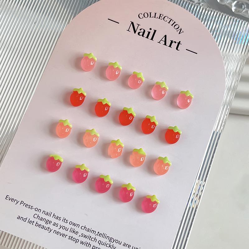 50 шт. креативные Kawaii желейные подвески для ногтей с клубникой и вишней, прозрачные разноцветные украшения из смолы для ногтей с клубникой, сделай сам