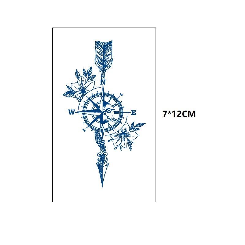 Маленький свежий крест ЭКГ маленькая змея рыбий хвост маленький узор неотражающая переносимая вода имитация стойкой татуировки наклейка