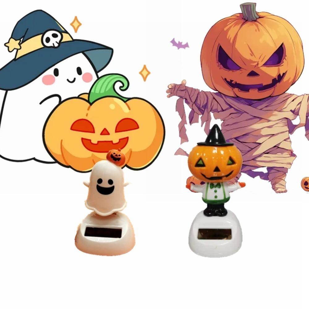 2pcs Solar Power Halloween Ghost Toys Funny Animal Dancing Toy Shaking Head Dolls Birthday Gift