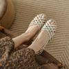 Woven Sandals Women's 2025 Summer Flat-soled Soft-soled Women's White Low-heeled Hollow Fish Mouth Shoes