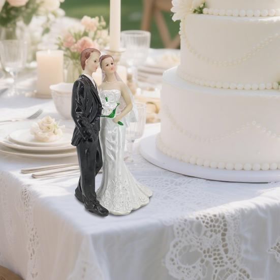 Статуэтка пары Свадебный торт Топпер Смола Фигурка невесты и жениха Настольное украшение для Дня святого Валентина Юбилейная декорация