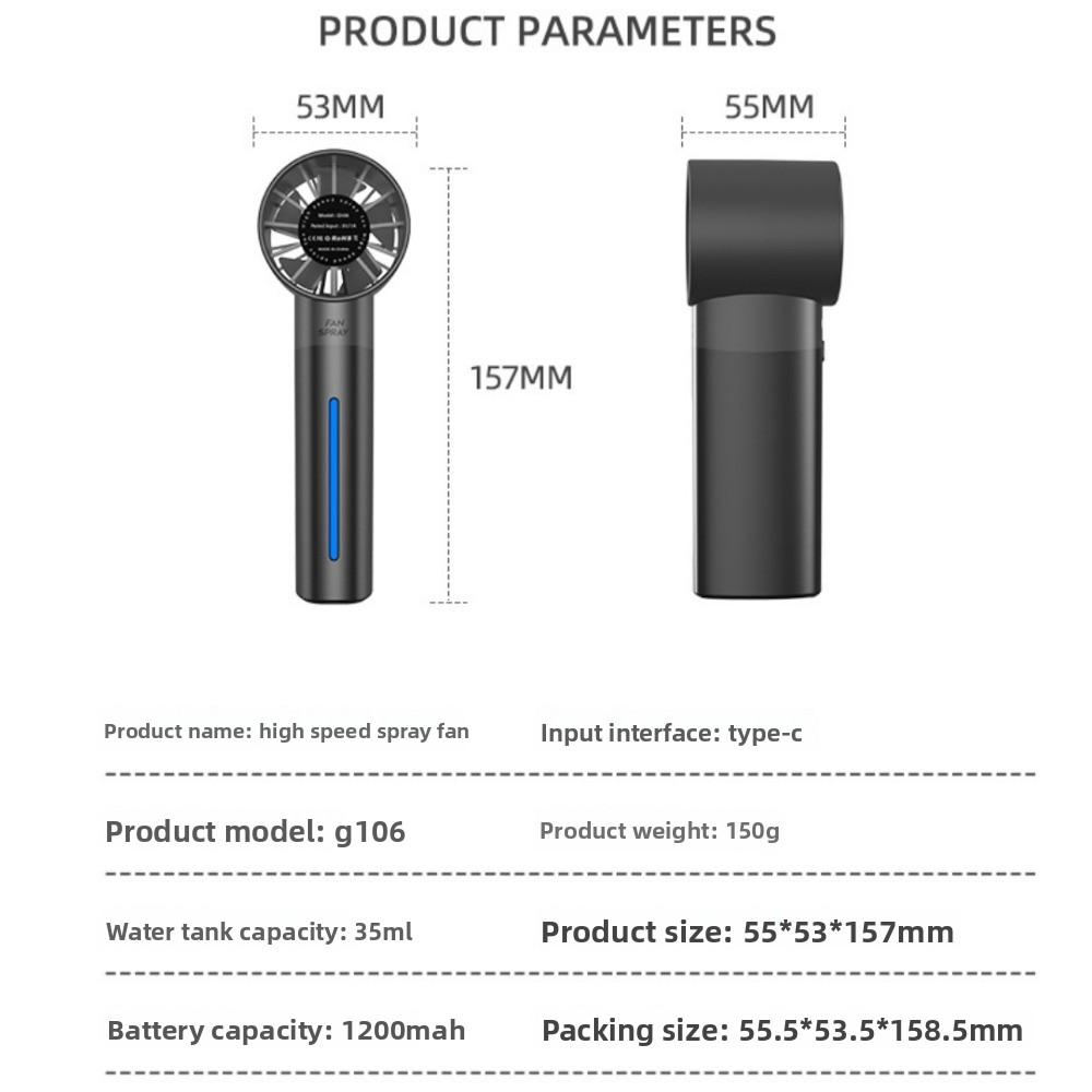 Water Replenishing Mini Fan Turbine Spray Air Cooler New Pocket Fan Outdoor Camping