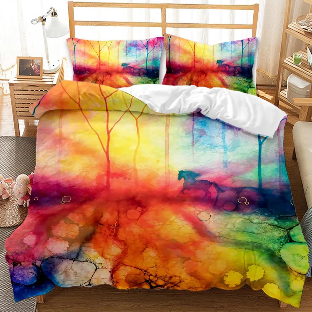 Пододеяльник из дерева Bohemian Forest Happiness Постельное белье из дерева Twin Double Queen King Size Полиэстеровый стеганый чехол