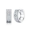 Elegant Minimalist Hoop Earrings Women Sterling Moissanite Stone Geometric Design Lightweight Fashion Jewelry