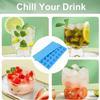 Silicone Ice Cube Tray with Lid 21 Large Cubes Easy Release Foldable Ice Mold Flexible Freezer Mold for Stacking Storage