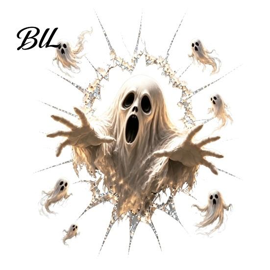 Ghost Witch Decals Halloween Window Decal, 3D Crack Glass Spooky Decoration, Pumpkin Skeleton Scary Theme Party Props Break in Stickers, Illusion