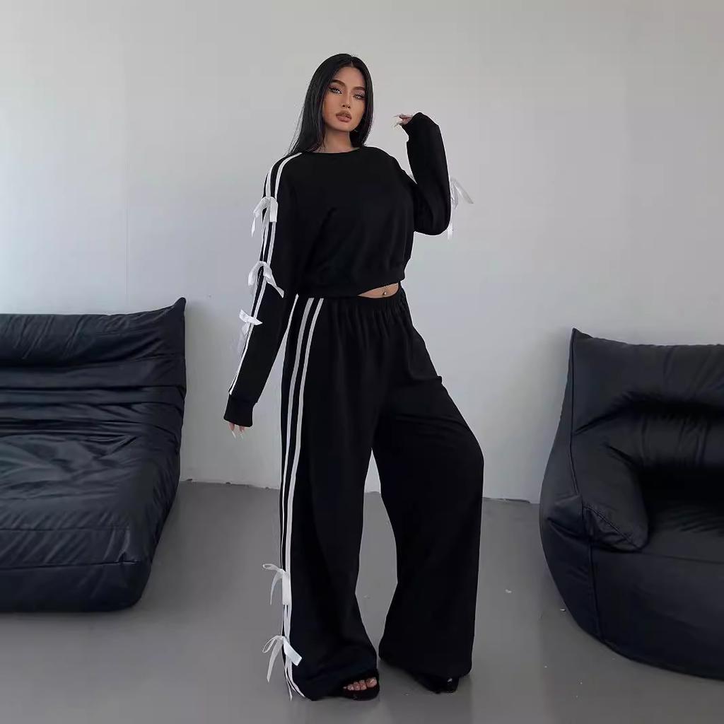 Autumn Women's Casual Long-sleeved Sweater Loose Trousers Two-piece Set