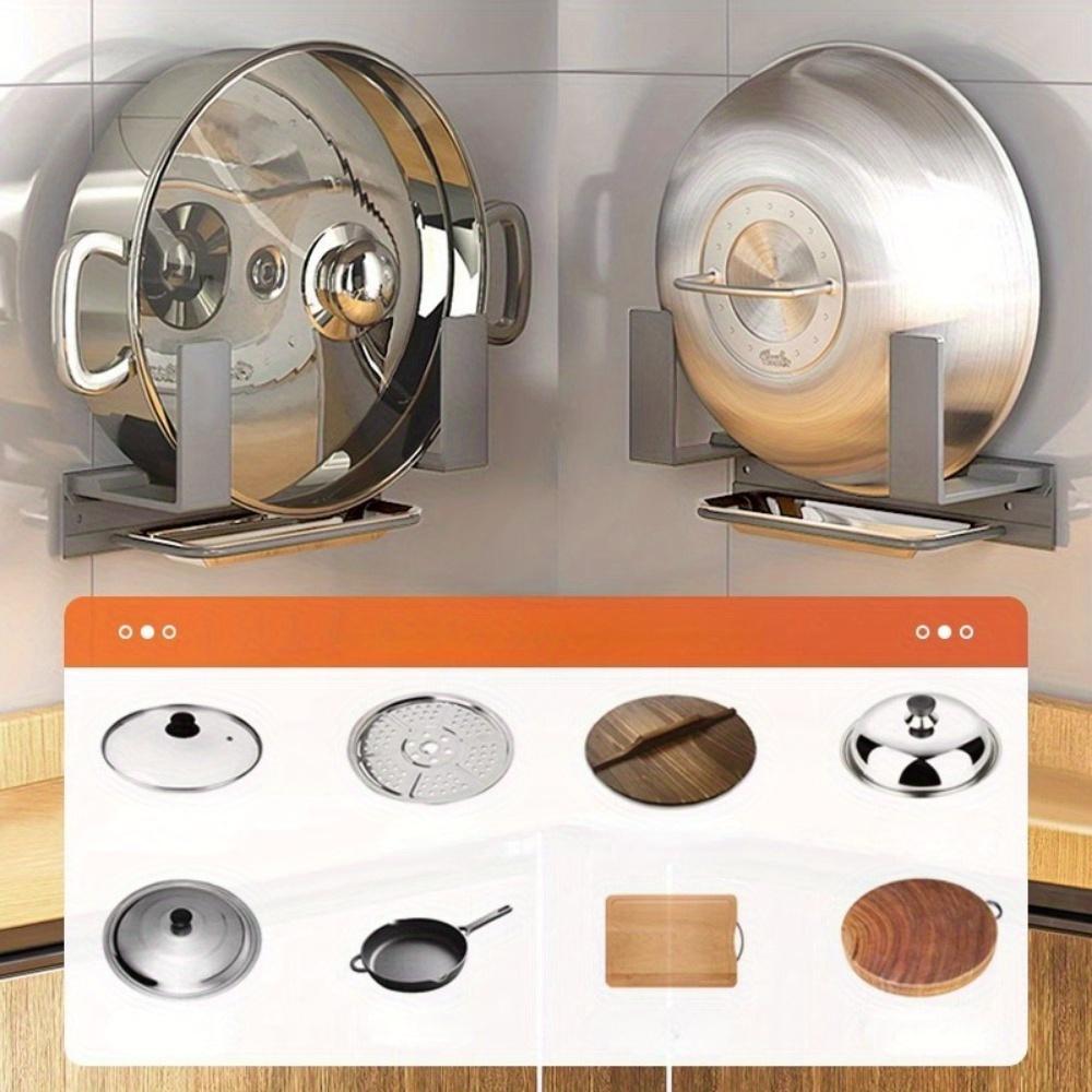 1 шт. Органайзер-подставка для крышек кастрюль, настенный, для крышек кастрюль с поддоном, для дверцы кухонного шкафа, для хранения противней, сковород, подносов