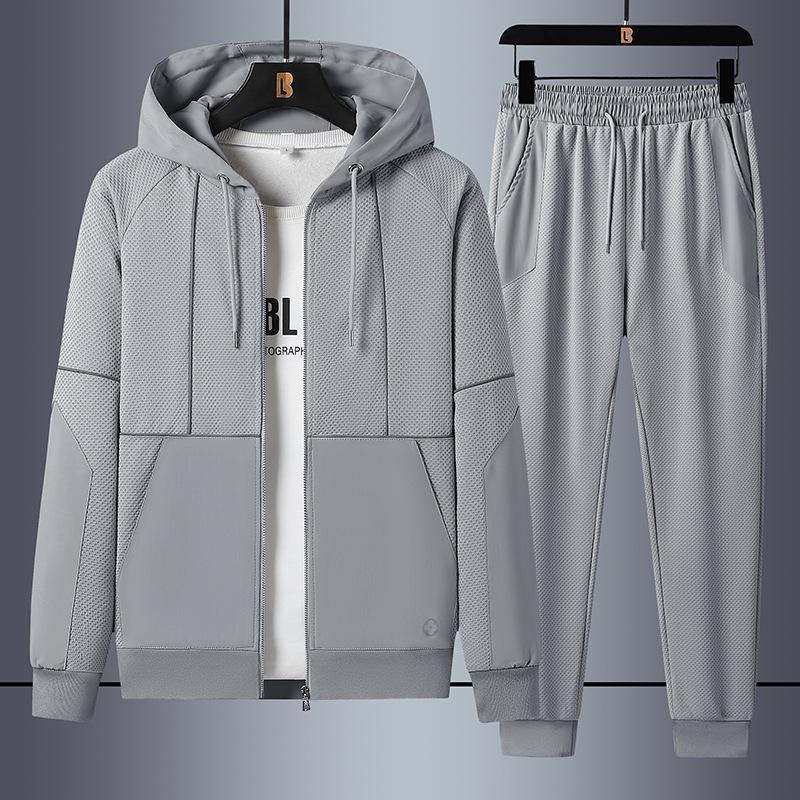Sports and Leisure Suit Men's Plus Size Elastic Slim Fit Hooded Fashion Two-piece Set