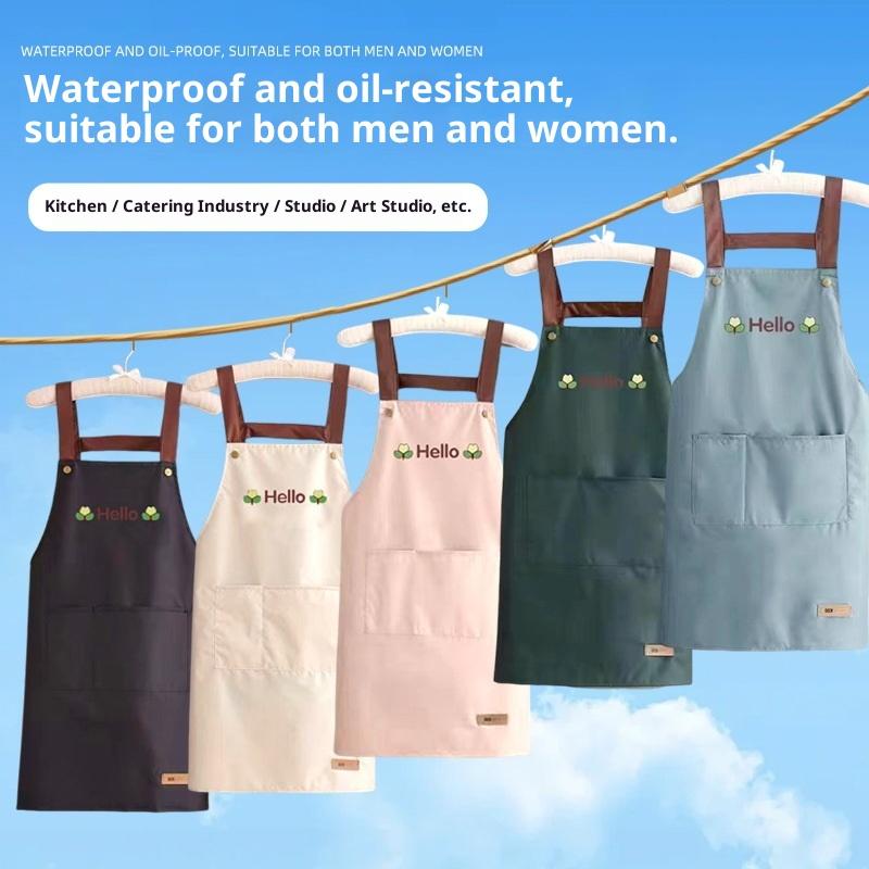 Waterproof Oil Proof Convenient Pocket Chef Cooking Apron Kitchen Apron Men Women Barista Manicurist Work Aprons Waiter UniformW