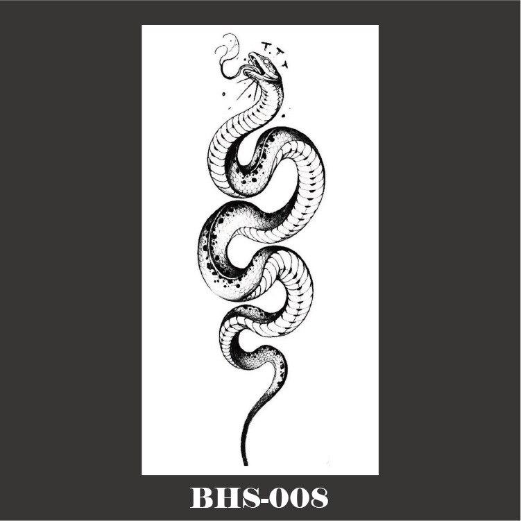 Черная змея, временные татуировки, наклейки для женщин и мужчин, водостойкая поддельная татуировка на талии, темное вино, большой размер, татуировка змеи