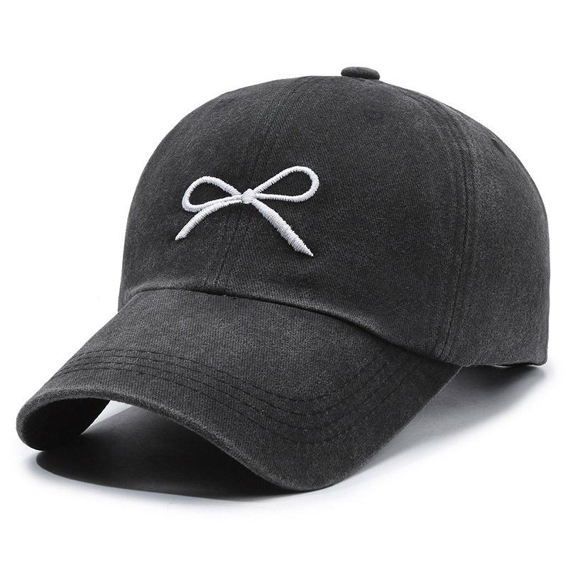 Bow cap women's new spring and summer European and American fashion ins washed and made old cowboy hat sunscreen baseball cap