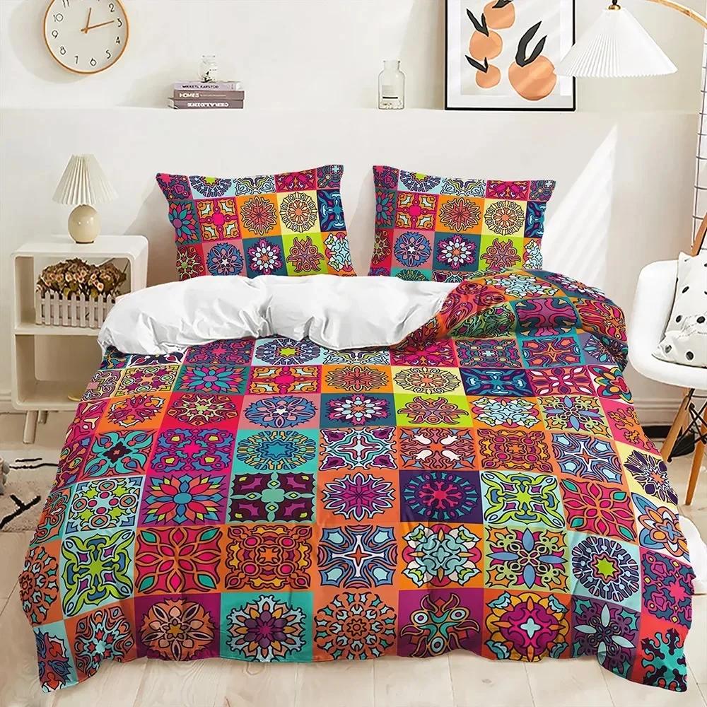 Boho Mandala Bedding Set 3D Fashion Duvet Cover Sets Twin Full Queen King Size Pillowcase for Kids Girls Couple Gift Home Decor