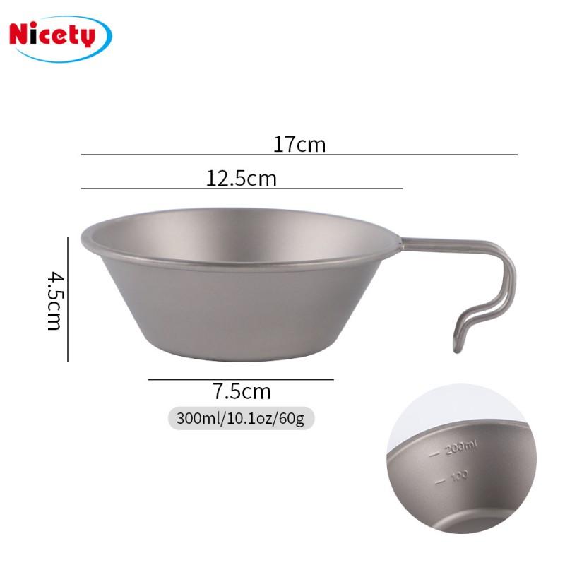 Titanium Camping Bowl With Foldable Handle 300ml 500ml Portable Outdoor Cooking Water Boiling Gear Hiking Backpacking