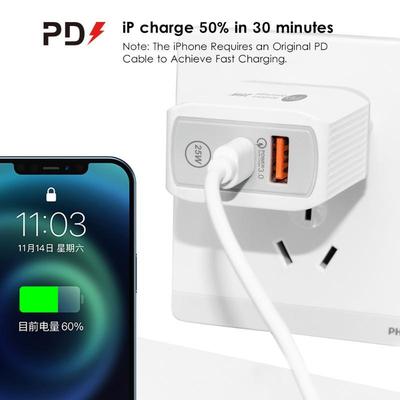 Зарядное устройство для телефона 20 Вт Быстрое PD Type C QC 3.0 Настенное зарядное устройство EU/US/UK Штекер Прочное для Android-телефонов Бытовое использование