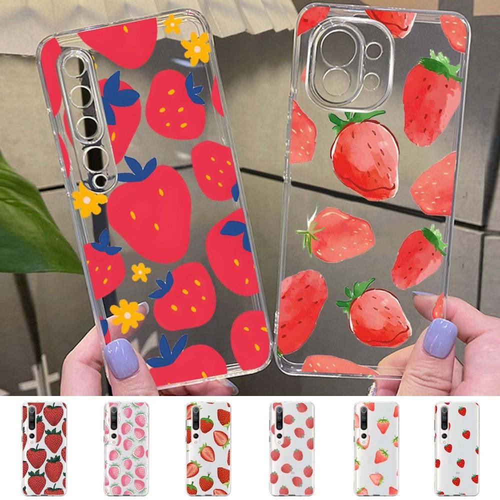 Милый чехол для телефона с клубникой для Samsung S 20 21 22 23 для Redmi Note7 8 9 10 для Huawei P20 30 40 Прозрачный чехол