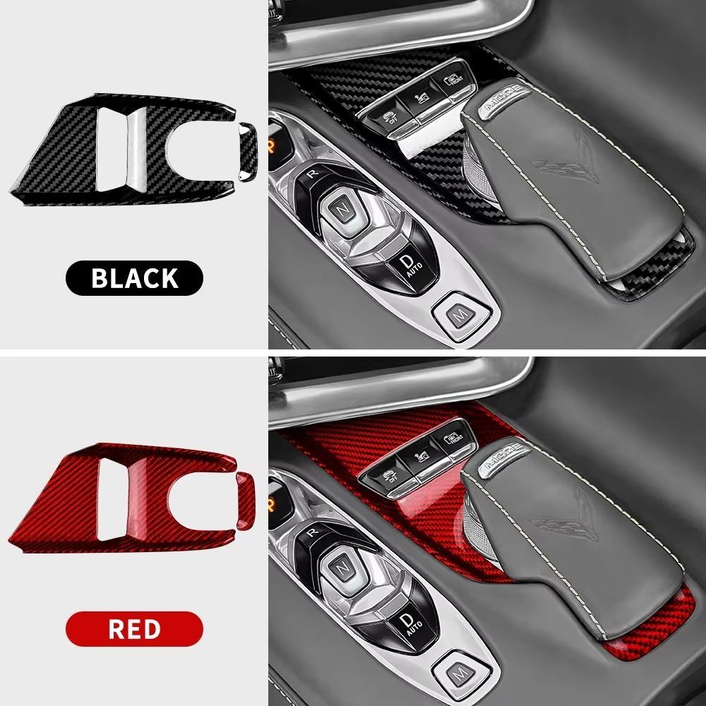 For Chevrolet Corvette C8 2020 2021 2022 2023 Real Hard Carbon Fiber Car Console Gear Shift Button Sticker Accessories