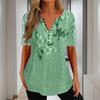 Женский топ больших размеров на пуговицах с коротким рукавом и цветочным принтом, свободный повседневный