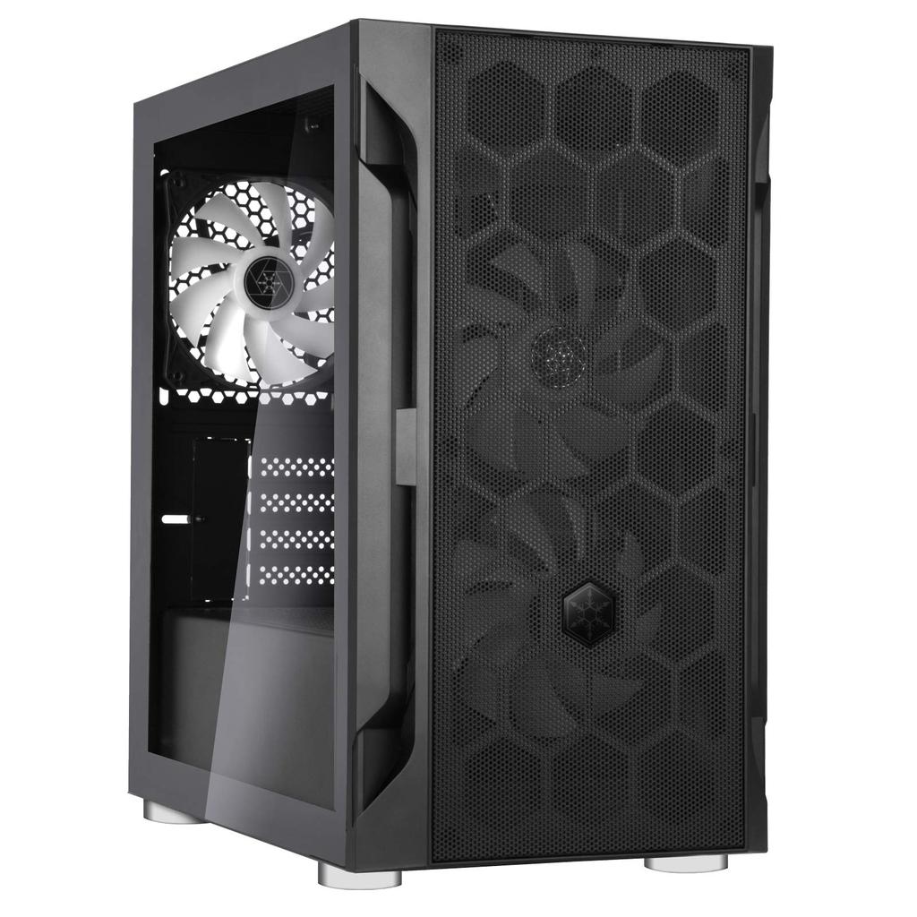 Корпус Mid Tower из закаленного стекла серии FARA Silver Stone с тремя вентиляторами ARGB + Micro-ATX SST-FAH1MB-PRO