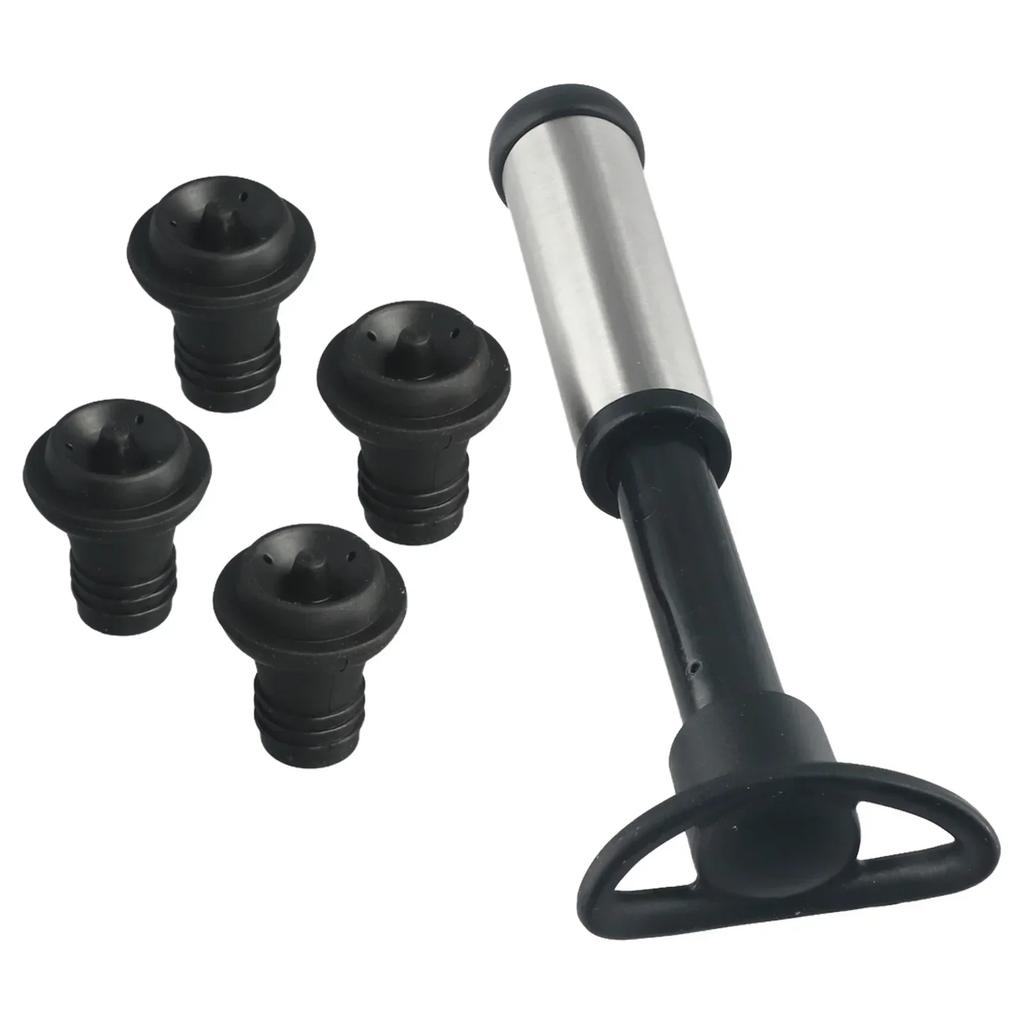 Bottle Stoppers Vacuum Pump Accessories Black-silver Saver Pump Stainless Steel Wine Sets Easy To Use High Quality