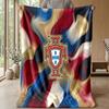 Portugal Football Printed Flannel Blanket Skin Friendly Warm Decorative Throw for Indoor Couch Bed Daily Use