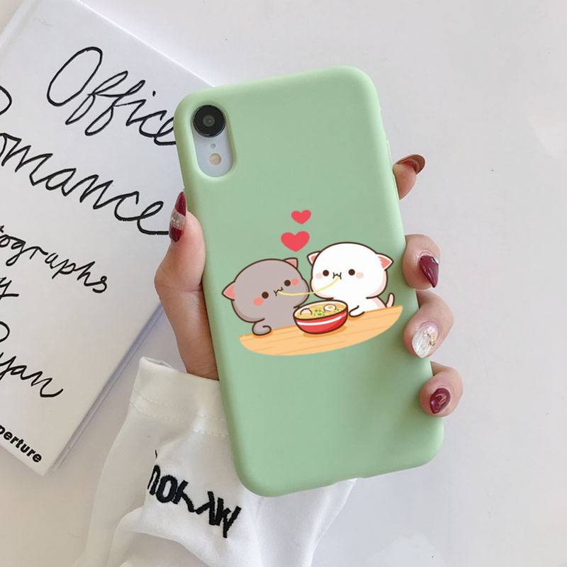 FHNBLJ Mochi Peach Goma Cat Чехол для телефона Мягкий однотонный чехол для iPhone 11 12 13 mini pro XS MAX 8 7 6 6S Plus X XR