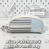 Shell Shape Pen Bag Stripe Patchwork Pencil Pouch Ins Stationery Bag  Studnets