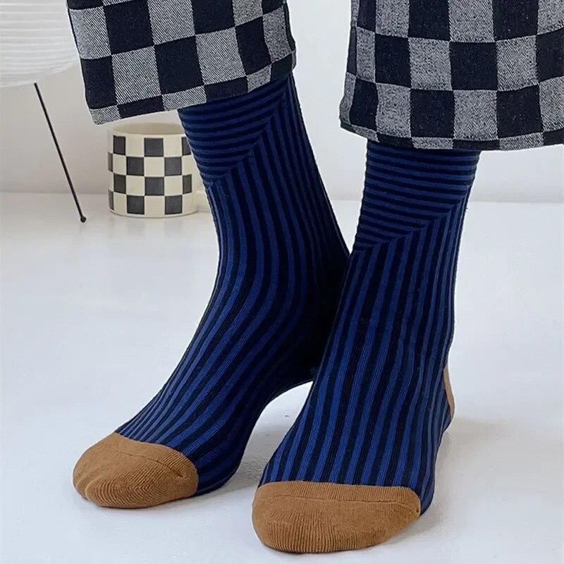 Multicolors Striped Woman Socks Korean Fashion Retro Socks Women Casual Harajuku Cotton Girls Students Crew Socks College Styles