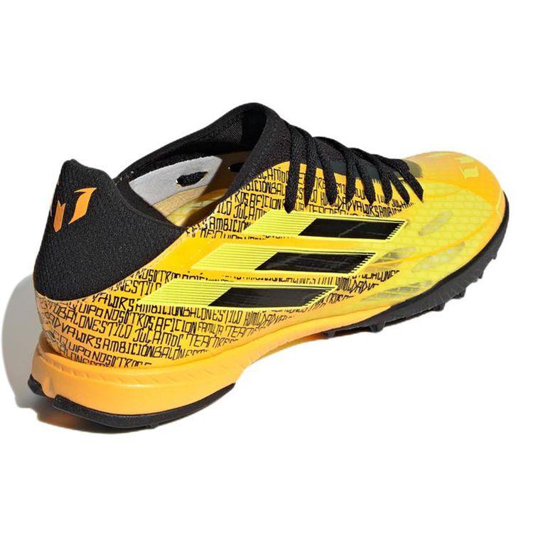 adidas Месси 3 Круглый Носок Шнуровка TF (Резиновые шипы) Обувь для футбола для твердого грунта, искусственного газона, нескользящая, прочная, мужская, желто-черная, GW7423