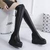 Fashion Footwear Black Wedge Heel Above Over The Knee Platform Women's Boots Shoes for Woman Thigh High Leather Sale Waterproof Boot Y2k