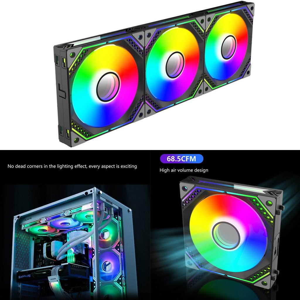 Вентиляторы для ПК 120 мм, 2000 об./мин. Вентилятор для корпуса компьютера ARGB 5 В 3-контактный ШИМ охлаждающий вентилятор Тихие воздушные охладители процессора Аксессуар для радиатора