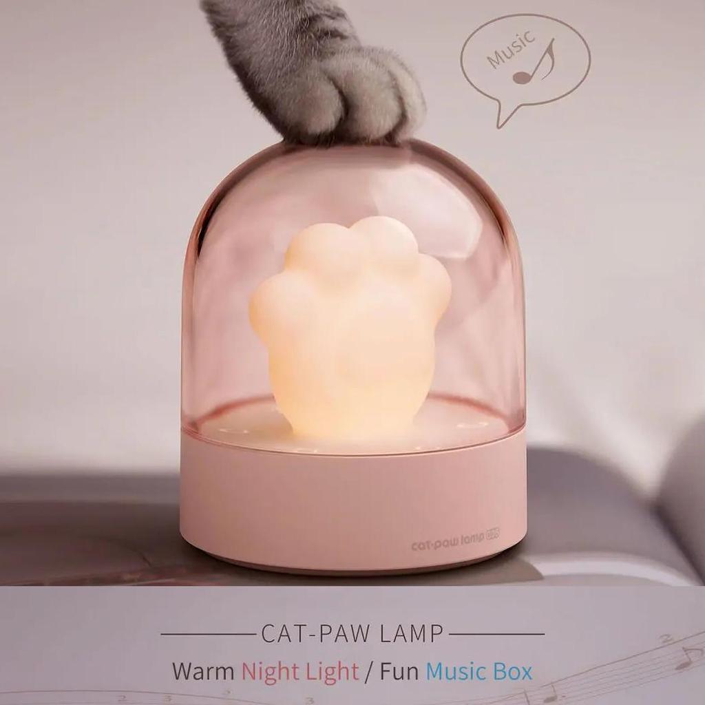 Xiaomi 3life Cat Paw Night Light Музыкальная шкатулка для друга Спальня Мини Милый мультяшный прикроватный светильник USB Перезаряжаемый атмосферный декоративный светильник