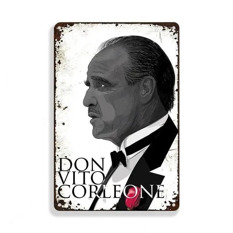 Retro Vintage Metal Tin Poster The Godfather Sign Plaque for Bar Club Home Wall Decor Classic Movie Wall Plate Pendant