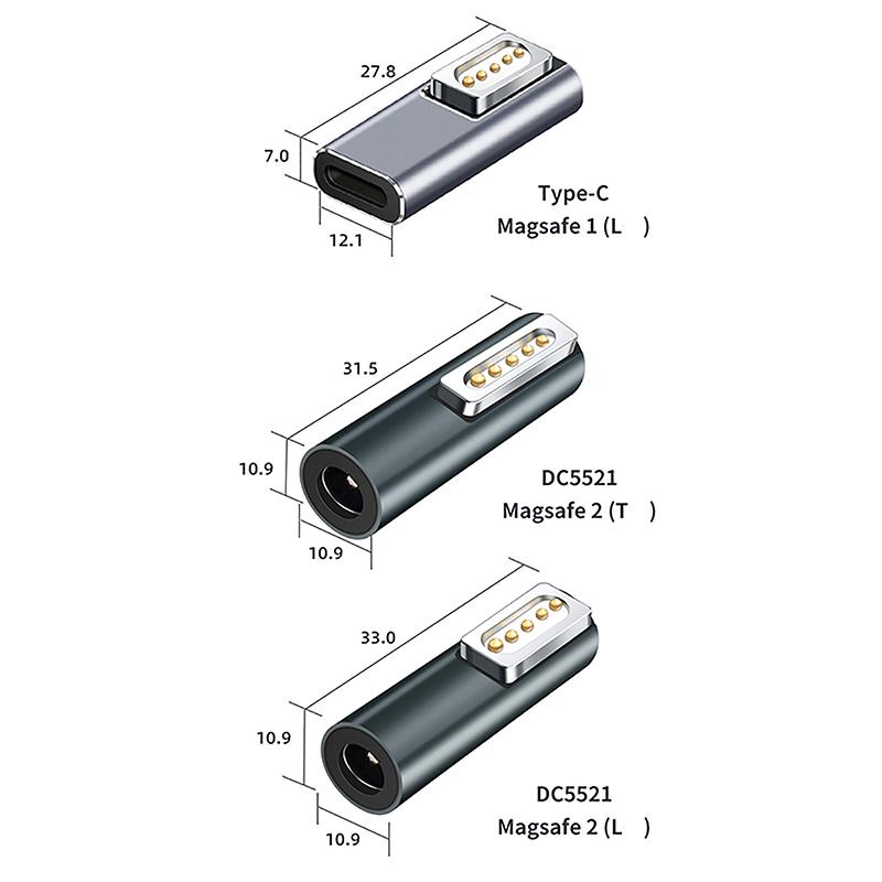 140W Type C Magnetic Adapter For Apple Magsafe 1/2/3 For Macbook Air Pro 90Degree Elbow Usb C Female Fast Charging Converter
