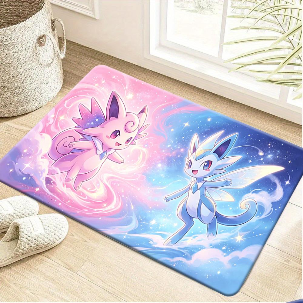Anime Pokemon Ash Ketchum Pikachu Nature Scenery Print Soft Non Slip Absorbent Indoor Home Bathroom Bedroom Entrance Floor Rug D