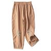 Ethnic Style Retro Embroidery Women's Haren Pants Summer Thin Linen Loose Casual Cropped Pants