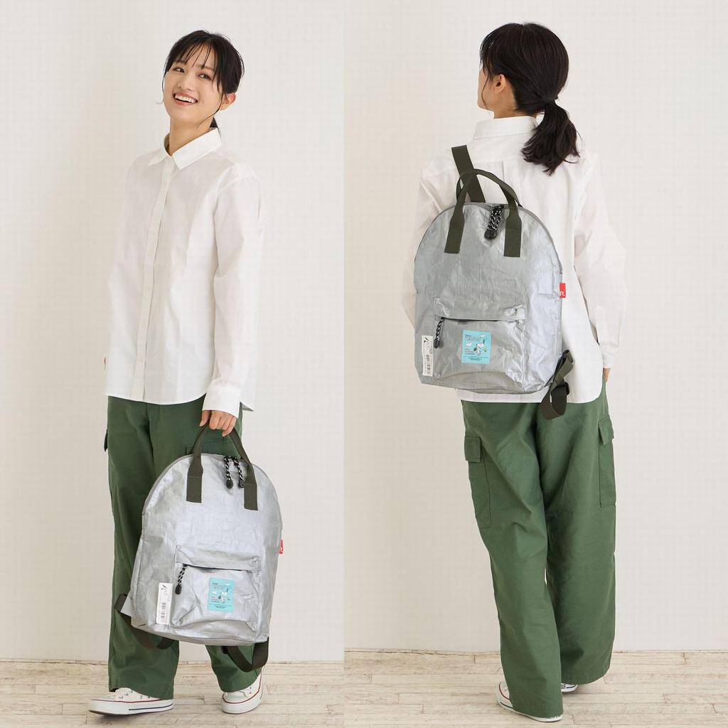 8581 SNOOPY брезентовый материал рюкзак сумка-тоут IP Theoru [Routeto] Peanuts-9F (01 черный)